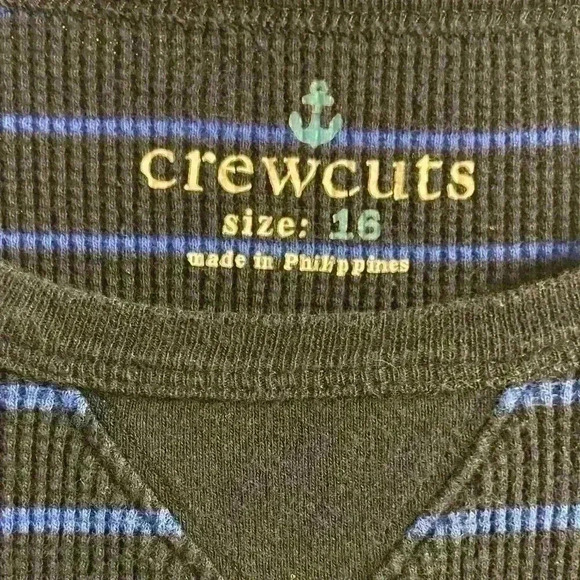 Crewcuts‎ thermal crewneck pullover striped 100% cotton boys Sz 16 - Picture 3 of 4